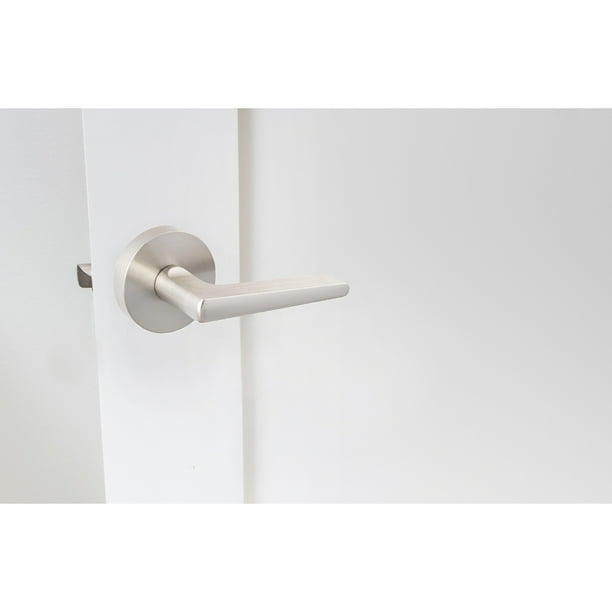 Satin Nickel Wave Door Lock Set Ideal for Bathroom//Bedroom Door Easy to Install Door Handle Hade Lion Privacy Door Lever Set